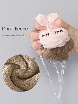 Vanzlife Coral Fleece Roztomilý Kreslený Králik Uterák Visí v Kuchyni Absorpčné Čistenie Č-umývanie Univerzálny