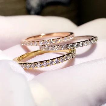 Večnosť Ženy 925 Sterling Silver Ring Simulované Diamond Cz Zapojenie Svadobné kapela prstene pre ženy, mužov Strany Šperky
