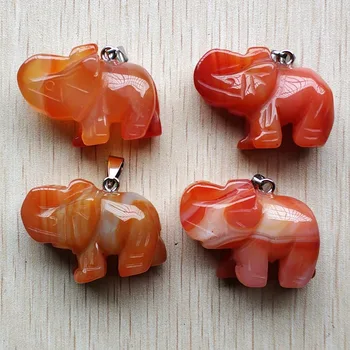 Veľkoobchod 6pcs/veľa najvyššej kvality Vyrezávané prírodné červené onyx zviera slon charms prívesky pre diy náhrdelník šperky robiť zadarmo