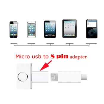 Veľkoobchod 8 pin Micro Adaptér pre iphone 7 6 5 5 Spínač Adaptér Micro USB 2.0 Adaptér pre iphone, ipad IOS 10.x.x 50pcs/veľa