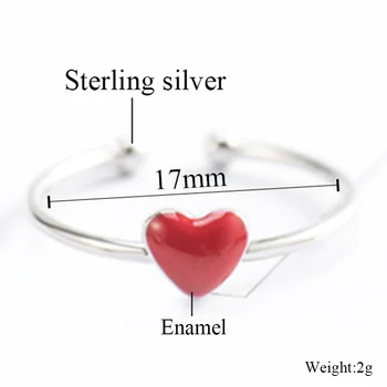 Veľkoobchod 925 Sterling Silver Min 1pc Drobné Červené Srdce Krúžky Lady Snubné Prstene, Šperky, Módne Priateľka Darčeky Trinket 2019