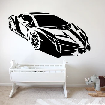 Veľké Moderné Lamborghini Závodné Auto, Stena Nálepky Chlapec, Izba Detská Izba Športových Automobilov Vechile Stenu Odtlačkový Spálňa Vinyl Dekor