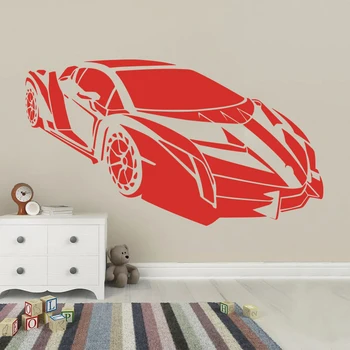 Veľké Moderné Lamborghini Závodné Auto, Stena Nálepky Chlapec, Izba Detská Izba Športových Automobilov Vechile Stenu Odtlačkový Spálňa Vinyl Dekor