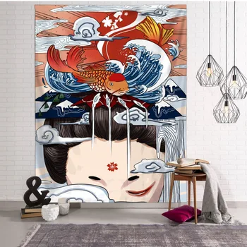 Veľký Gobelín Stene Visí Japonský Deka Obývacia Izba Tapestres Totem České Domova Pozadí Kanagawa Visí Handričkou