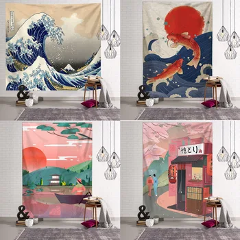 Veľký Gobelín Stene Visí Japonský Deka Obývacia Izba Tapestres Totem České Domova Pozadí Kanagawa Visí Handričkou