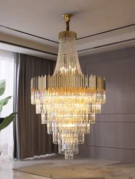 Veľký krištáľový luster gold luxusné villa obývacia izba dekorácie LED luster