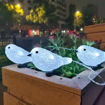 Vianočné Dekorácie Solárne Nepremokavé 5 LED Akryl Vtáčie Rozprávky String Svetlo Jedinečný záhradné dekorácie Pre Ženy, Dievčatá Darček