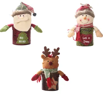Vianočné Kožené Candy Jar Santa Claus Snehuliak Elk Bábika Apple Úložný Box Plechovky Darčeky Držiteľ Ozdoby, Dekorácie