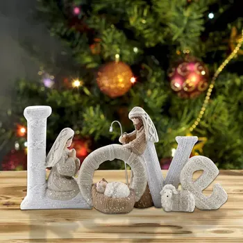 Vianočný Dekor Elegantné Status Set Status Ornament Svätej Rodiny Láska Nádherné Krásne List Živice Remesiel Ornamen