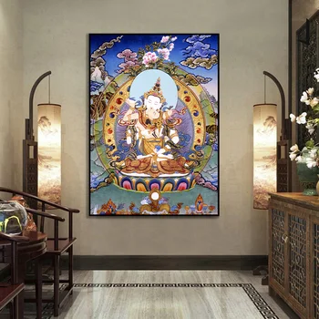 Viera Thangka Yamantaka Buddha Náboženské Plátno Tlačiť Maľovanie Plagátu Wall Art Obraz pre Obývacia Izba, Predsieň, Domáce Dekorácie