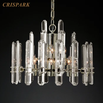 Vintage 3 Stupne Crystal Visí Lampa LED Cristal Luster Osvetlenie Tvorivosť v štýle Art Deco Interiérové Svietidlo Obývacia Izba Hotel