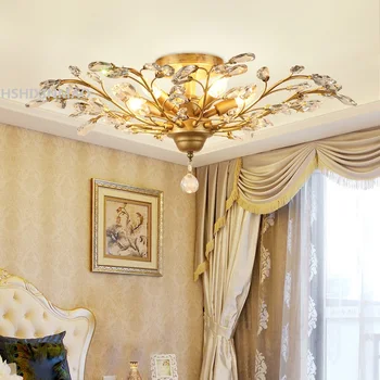 Vintage Európsky a Americký štýl luster zlaté čierna obývacia izba, spálňa svietidlo crystal reštaurácia business stropné lampy
