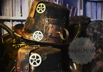 Vintage Steampunk Viktoriánskej Mechanické Železa List Gears Top Hat, Fedora Ručné Vlasy Klip Pokrývku Hlavy Gotický Maškarný Príslušenstvo