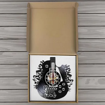 Vinyl na Stenu Hodiny Gitara Tvar Kreatívny Dizajn Hudobného Festivalu Horloges pre Dom Dekorácie Spálňa Bar Nočné Svetlo Darček