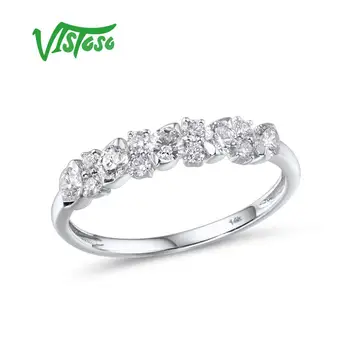 VISTOSO Zlaté Prstene Pre Ženy, Skutočné 14K 585 White Gold Ring Iskrivý Diamant Sľub Zásnubné Prstene Výročie Jemné Šperky