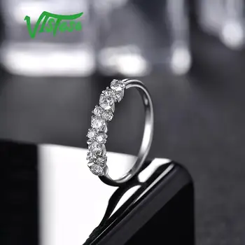 VISTOSO Zlaté Prstene Pre Ženy, Skutočné 14K 585 White Gold Ring Iskrivý Diamant Sľub Zásnubné Prstene Výročie Jemné Šperky