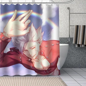 Vlastné Kvalitné Anim Nanatsu no Taizai Sprchové Závesy Kúpeľa Kúpeľňa Decor Nepremokavé Polyesterové S 12 Ks Háčikov