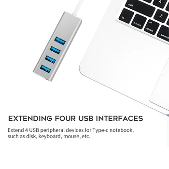 Vmade USB 3.0 HUB, Typ c pre Ethernet Sieťový Adaptér 1000 mb / s RJ45, usb-c s 3 Porty usb 3.0 usb rozbočovač pre MacBook Pro Vzduchu