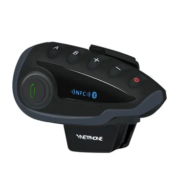 Vnetphone V8 BT Bluetooth, Motocyklové Prilby Intercom 1200M pre 5 Jazdcov palubného telefónu Headset Diaľkové Ovládanie, FM Rádio
