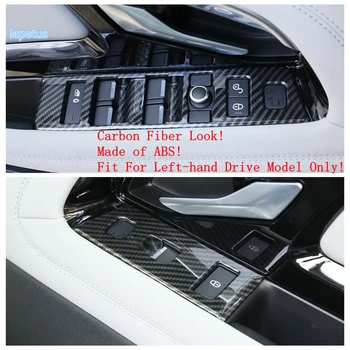 Vnútorné Dvere Opierkou Okno Výťah Tlačidlo Dekorácie Kryt Výbava Vhodné Pre Range Rover Evoque L551 2020 2021 Chrome / Carbon Fiber Vzhľad