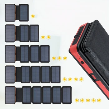 Vonkajšie Skladacie Skladacia Nepremokavé Solárny Panel, Nabíjačky Prenosné Qi Bezdrôtovú Nabíjačku LED Solar Power Bank 20000mAh pre Telefóny