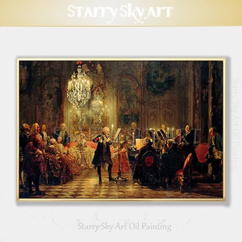 Vynikajúci Umelec Ručne maľované Kvalitné Luxusné Nástenné Art Európskej Šľachty Prehrávanie Hudby olejomaľby pre Villa Dekorácie