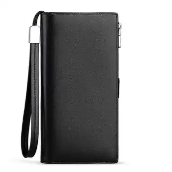 Vysoko kvalitnej pravej kože dlhé pánske peňaženky módne mobilný telefón kreditnej karty držiteľ peňaženky business spojka black pl303