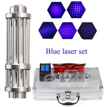 Väčšina Silné Pálenie Laserom Pochodeň mala načítavať pri 450 nm 10000m Focusable Modrého Lasera Ukazovatele Baterka napáliť zápas sviečku zapálil cigaretu