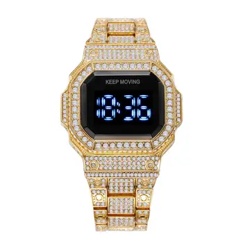 Výbušné LED dotykový displej elektronické hodinky vykladané diamond kalendár quartz hodinky pár hodiniek LED Mužov Watchs Relogio Masculino