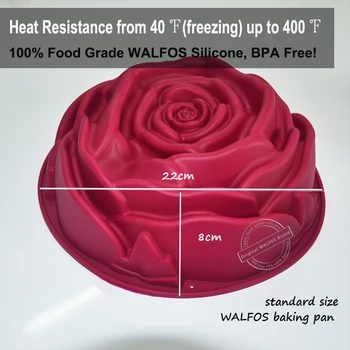 WALFOS potravinársky Silikón Ruže Kvet Tortu Pan Pečenie Plesní, 9 Palcov Mousse Tortu, Pečenie Chleba Pan Pečivo Plesne Pečenie