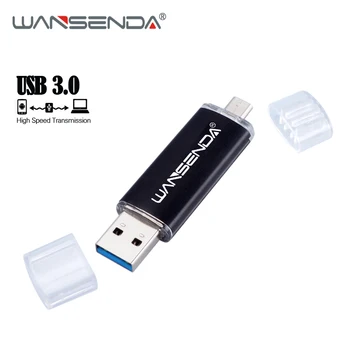 WANSENDA OTG USB Flash Disk Usb 3.0 Pero Disk 128 gb kapacitou 256 gb 64 GB 32 GB, 16 GB 8 GB kl ' úč 2 v 1, Micro USB kľúč, Pamäť Disku
