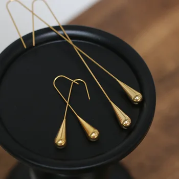 Waterdrop visiace náušnice pre ženy nehrdzavejúcej ocele zlatá farba minimalistický elegantné závesné dlho earrng kórejského
