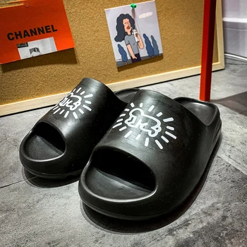 WEH Domáce Papuče Čierna 2020 Kanye Hrubé Dno Dreváky Flip-flop Pevné Ľahký Sandál Pohodlné, Priedušné Vnútorné Chaussure Homme