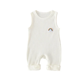 WEIXINBUY 2019 Hot Predaj Novorodenca Dieťa, Chlapec, Dievča Rainbow Tlače bez Rukávov Remienky Deti Jumpsuit Oblečenie Detské Oblečenie