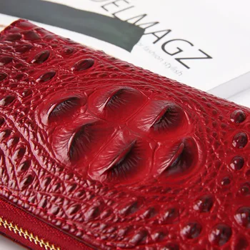 WESTAL Alligator štýl žien clucth taška kožené peňaženky dlhé dámske peňaženky žena mince peňaženky pre ženy zip walet držiteľa karty