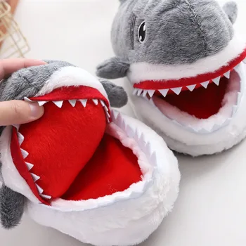 Wholholl Značky Cartoon Shark Zábavné Topánky Dievčatá Krásne Vnútorné Papuče Dámy Domov Topánky 2020 Módne Oblečenie Pre Teplé Papuče Ženy