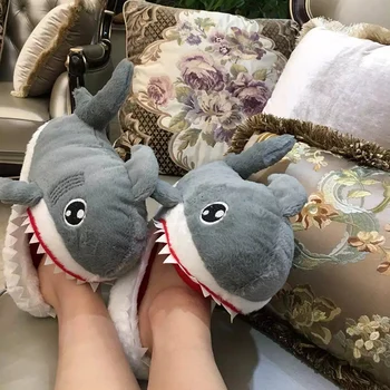 Wholholl Značky Cartoon Shark Zábavné Topánky Dievčatá Krásne Vnútorné Papuče Dámy Domov Topánky 2020 Módne Oblečenie Pre Teplé Papuče Ženy