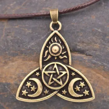 Wicca Trojice Uzlov Symboly Slnka, Hviezdy Triple Mesiac Bohyne Šperkov Náhrdelník S Príveskom