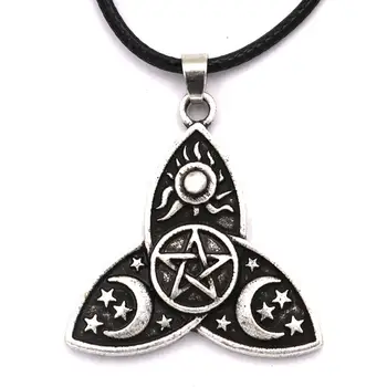 Wicca Trojice Uzlov Symboly Slnka, Hviezdy Triple Mesiac Bohyne Šperkov Náhrdelník S Príveskom