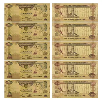 WR 10pcs veľa SAE 500 zlato, bankovky prop peniaze, Spojené Arabské Emiráty falošné papierové peniaze replika Suvenír pre Vianočný Darček