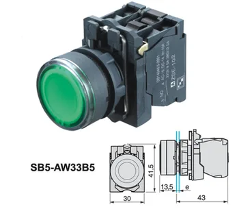 XB5-AW33B5 Nepremokavé osvetlené tlačidlo prepnúť momentálne prepínač s vnútorným LED 22 mm jar vrátiť