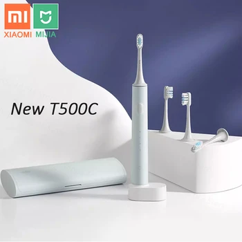 Xiao Sonická Elektrická zubná Kefka T500C Bezdrôtová Nabíjateľná Ultrazvukové Mijia T500 Smart Práce Mijia App A 4PC Zubná Kefka hlavu