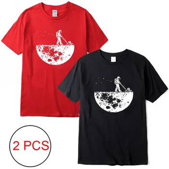 XIN YI pánske T-shirt highqualityBavlna T-Shirt Zábavné mesiac muž tlač o-neck t-shirt hip hop t-shirt pre mužov, 2 ks Hot predaj