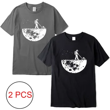 XIN YI pánske T-shirt highqualityBavlna T-Shirt Zábavné mesiac muž tlač o-neck t-shirt hip hop t-shirt pre mužov, 2 ks Hot predaj