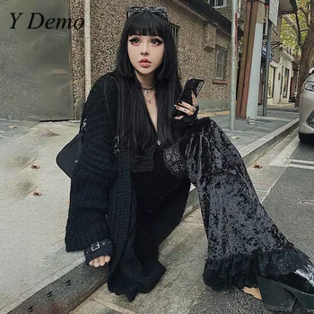 Y Demo Gotický Bežné Nohavice Pre Ženy, Vysoký Pás Čipky Duté Z Obličkového Nohavice Žena Elegantné 2021 Módne Oblečenie Nové