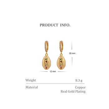 Yhpup Vintage Visieť Náušnice Medi Shell Geometrické Minimalistický Luxusné Svadobné Šperky Ženské Svadobné Party India Šperky, Zlato