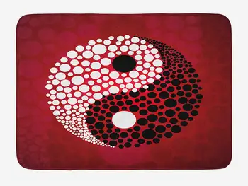 Ying Yang Vaňa Mat Abstraktné Grafický Dizajn Yin Yang Kruhu a Čiernych Bodiek Vzor Vesmíru a Energie Plyšové Kúpeľňa Mat