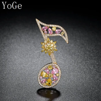 YoGe Svadobné&Party Šperky pre Ženy, B3362 Módne AAA CZ multicolur otočná noty brošňa v tvare