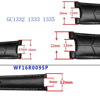 Yopo Farba Originálne kožené watchband konkávne rozhranie náramok pre WF16R009SP GC1332 1333 1335 muţi a ţeny náramok