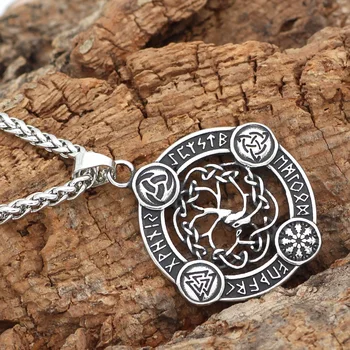 Z nehrdzavejúcej ocele viking nordic kompas Vegvisir odin amulet prívesok náhrdelník s darčeková taška